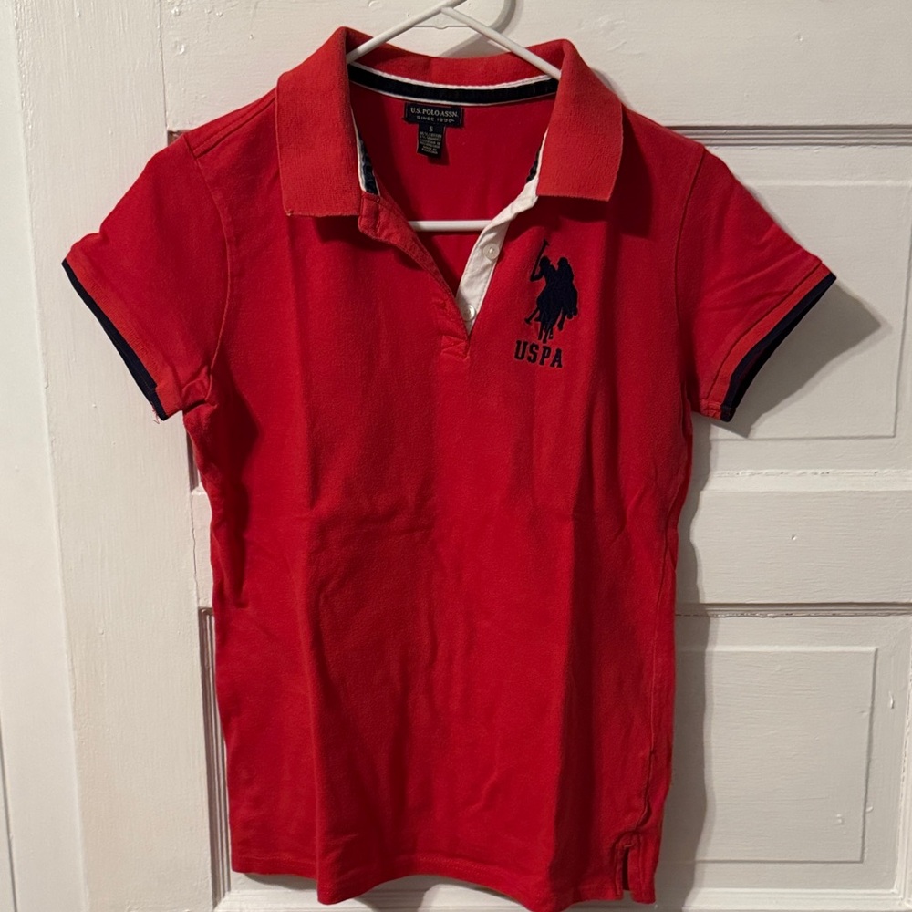 U.S. Polo Assn. Girls' Red Polo with Navy Logo